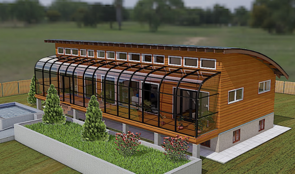 Atap lengkung dengan jendela panorama